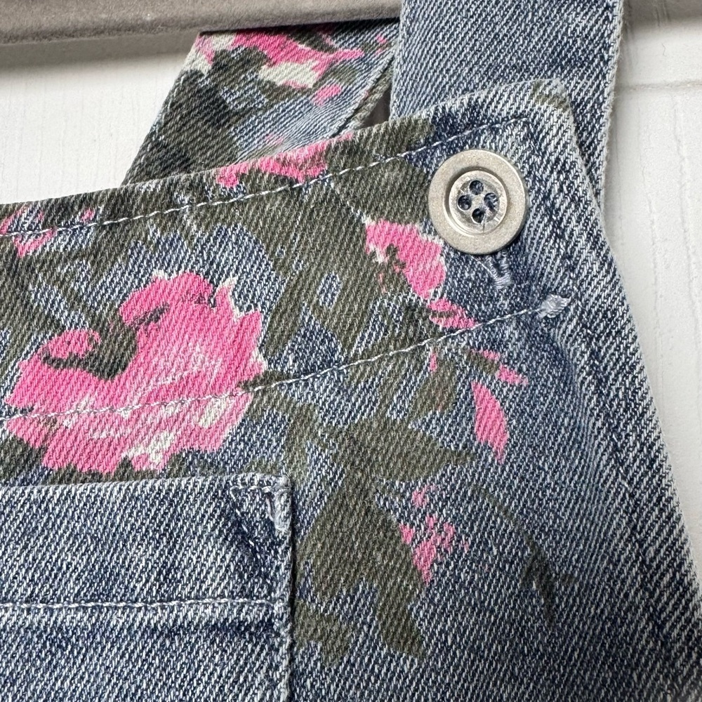BiBi Floral Denim Overall Shorts NWT S, M,L ,XL 100% Cotton Boutique - Picture 8 of 11